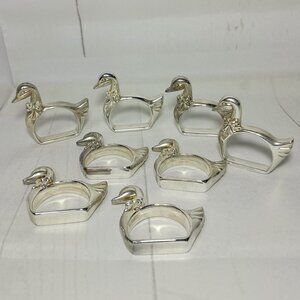 Duck Napkin Rings Set Of 8 Silver Plated